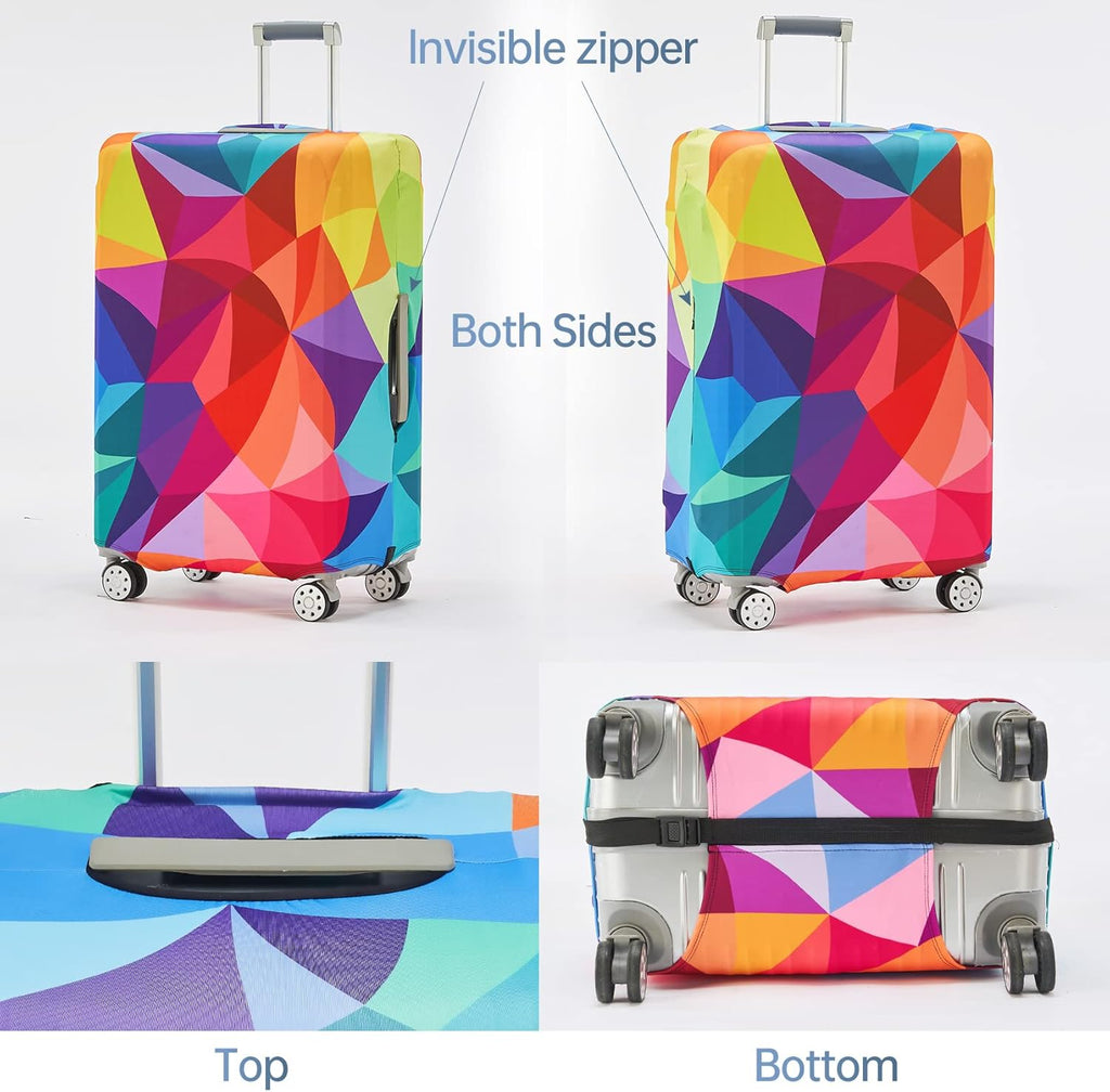 Travelkin Luggage Covers For Suitcase Tsa Approved,Suitcase Cover Protector Fit 18-32 Inch Luggage (Colorful Geometry, M)