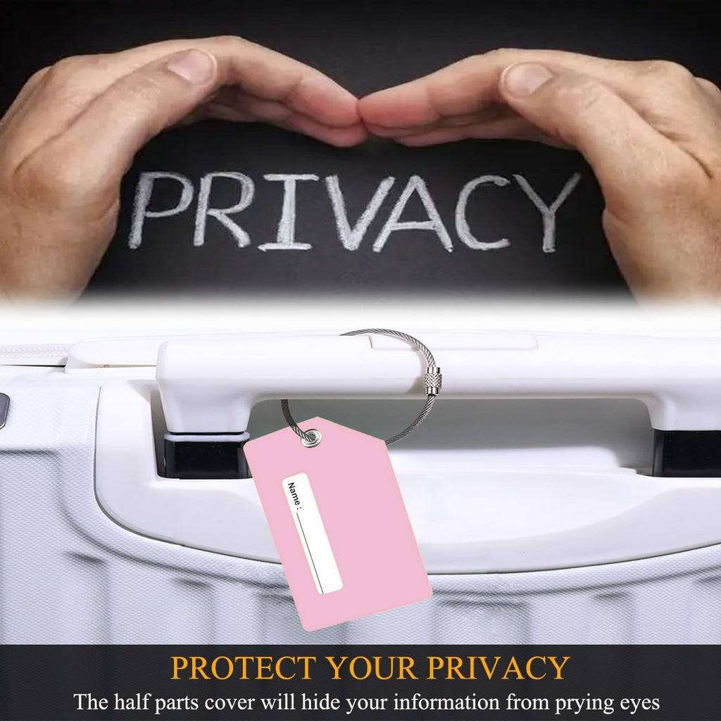 7 Pack Silicone Luggage Tag Baggage Handbag Travel Bag Tags with Name ID Card Perfect to Quickly Spot Luggage Suitcases (Pink)