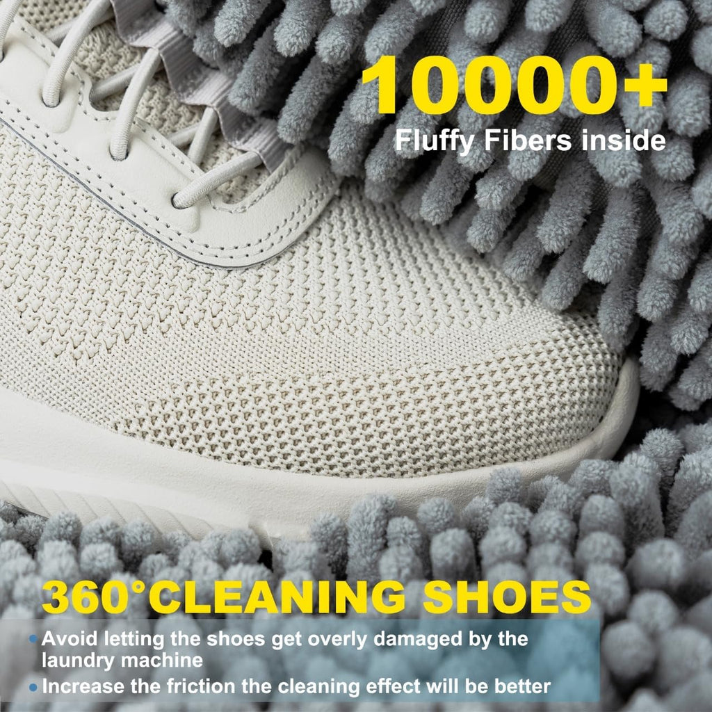 Shoe Washing Machine Bag – 360° Deep Clean Sneaker Laundry Bag with Cleaning Fibers and Zipper, Reusable Shoe Bag for Washing Machine, 2 Pack
