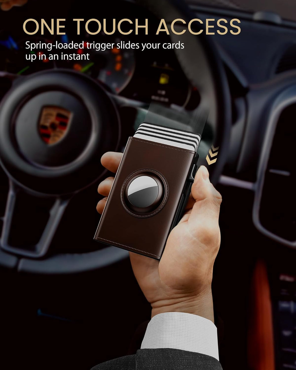 typecase Mens Wallet Card Holder for AirTag: Leather Smart Wallet for Men Compatible with Apple Air Tag, RFID Blocking, Slim, Minimalist - 9-14 Card Capacity | ID Window | Cash Slot (Dark Brown)