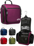 Large Hanging Toiletry Organizer - Travel Toiletry Bag for Men and Women - Waterproof Hygiene Bag with Metal XXL Swivel Hook, Sturdy Zippers and 19 Compartments for Toiletries, Makeup (Purple)