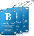 3 Pack Personalized Luggage Tags for Suitcases, Handmade Engraved Stainless Steel Custom Luggage Tags for Cruise Travel with Stainless Loop, Suitcase Identifier Metal Name Baggage Tag