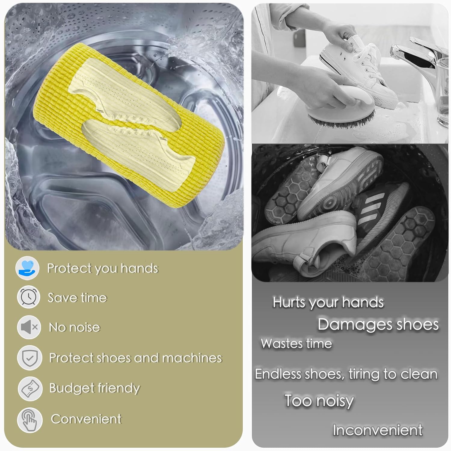 Shoe Washing Machine Bag,Laundry Shoe Bag for Washer and Dryer,Reusable Shoe Cleaning Bag for Sneakers,Tennis Shoes,With Self-locking Zipper, Microfiber Inside,Include Shoes Storage Bag