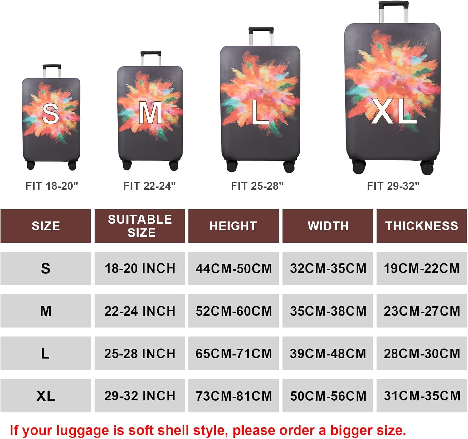 WUJIAONIAO Travel Luggage Cover Baggage Suitcase Protector Fit for 18-32 Inch Luggage (XL (for 29-32 inch luggage), Graffiti)