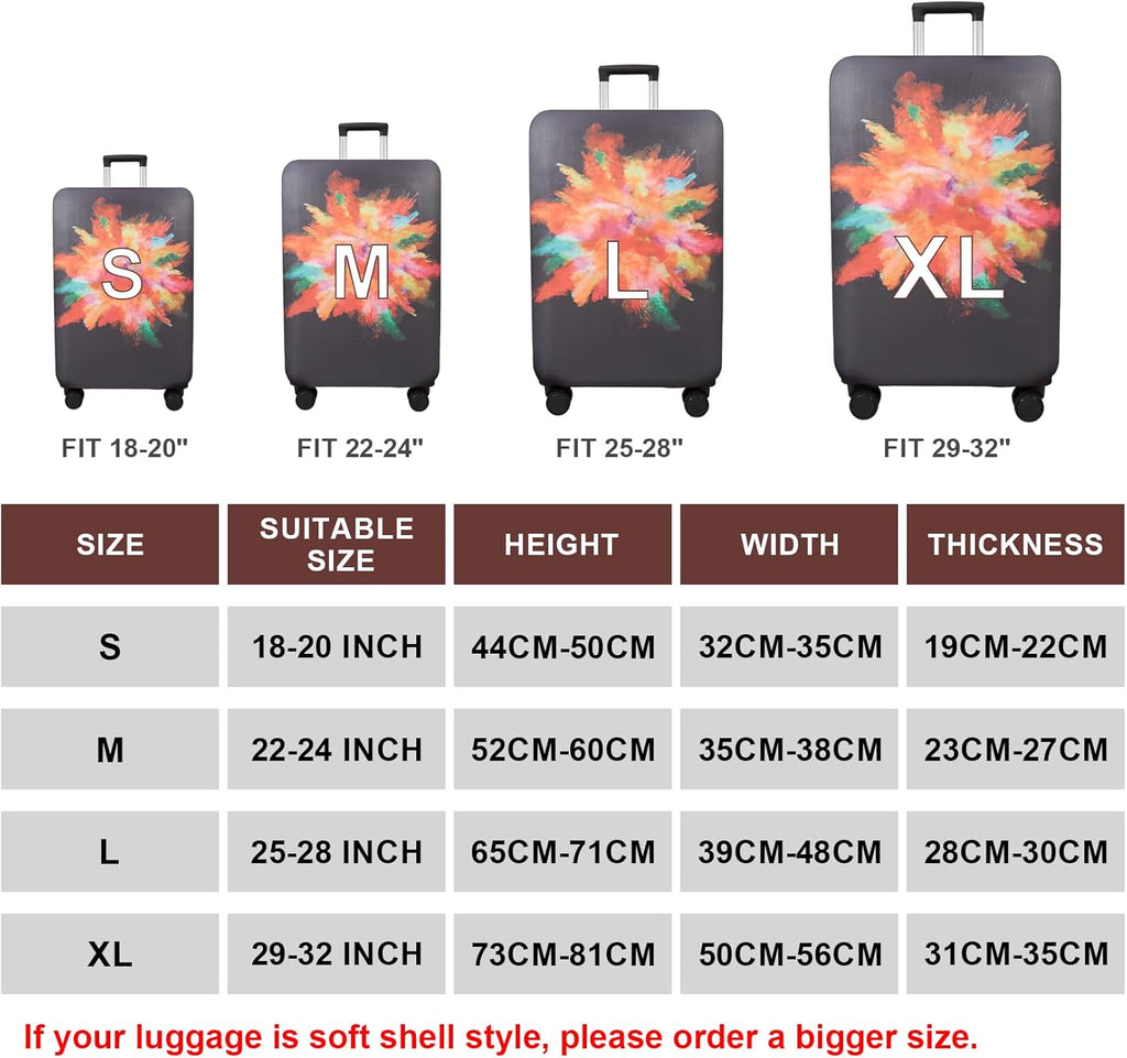 WUJIAONIAO Travel Luggage Cover Baggage Suitcase Protector Fit for 18-32 Inch Luggage (M (for 22-24 inch luggage), Graffiti)
