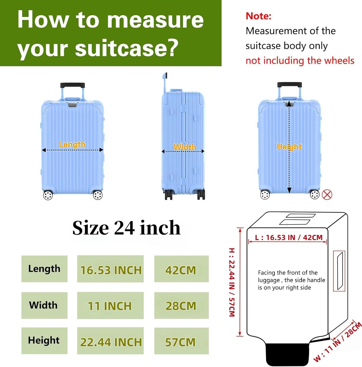Suitcase Covers Clear Luggage Cover for 20"/24"/28"/30" Baggage Covers Waterproof Dustproof and Anti-scratch (24inch)