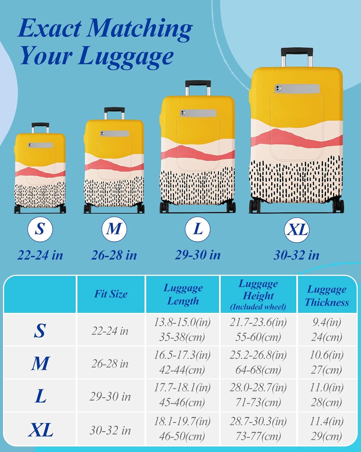 Slohif Luggage Cover for Suitcase Tsa Approved Protector - Luggage Sleeve Large Suit Case Cover Travel Stretch Baggage Case Protective Washable Fit 22-24 Inch Patchwork S