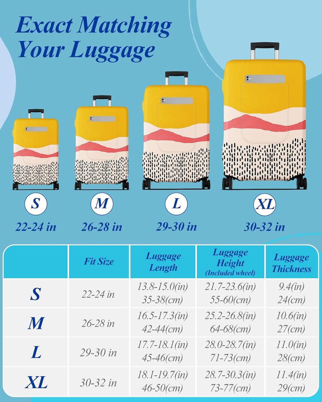 Slohif Luggage Cover for Suitcase Tsa Approved Protector - Luggage Sleeve Large Suit Case Cover Travel Stretch Baggage Case Protective Washable Fit 30-32 Inch Patchwork XL