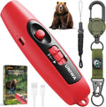 UNIWA Electronic Air Bear Horn, 120±5 dB Loud Air Horn for Safety Hiking Camping Emergency Whistle with Compass, Bear Horn to Scare Bears - Self Defense for Hiking -Red