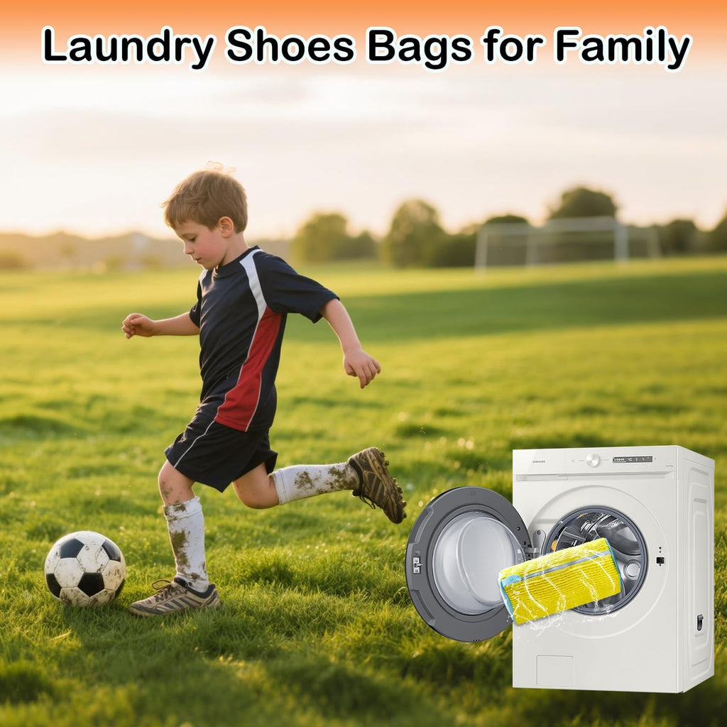 Shoe Washing Machine Bag, 2Pcs Reusable Shoe Cleaning Bag for Washing Machine, Shoe Laundry Bag for Washer, Cleaner bag for Sneakers Tennis Shoes (Yellow 2pcs)