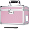 10.2 x 7 x 7.5 Inch Lockable Storage Box with Combination Lock, Portable Safe for Documents, Medicine, Cash & Valuables, Medicine Lock Box with Label Slot for Home, Office & Travel - Pink