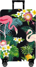 WUJIAONIAO Travel Luggage Cover Baggage Suitcase Protector Fit for 18-32 Inch Luggage (M (for 22-24 inch luggage), Flower flamingo)