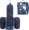 Narwey Small Hanging Travel Toiletry Bag Cosmetic Make up Organizer for Women and Men (Medium, Blue Lotus)