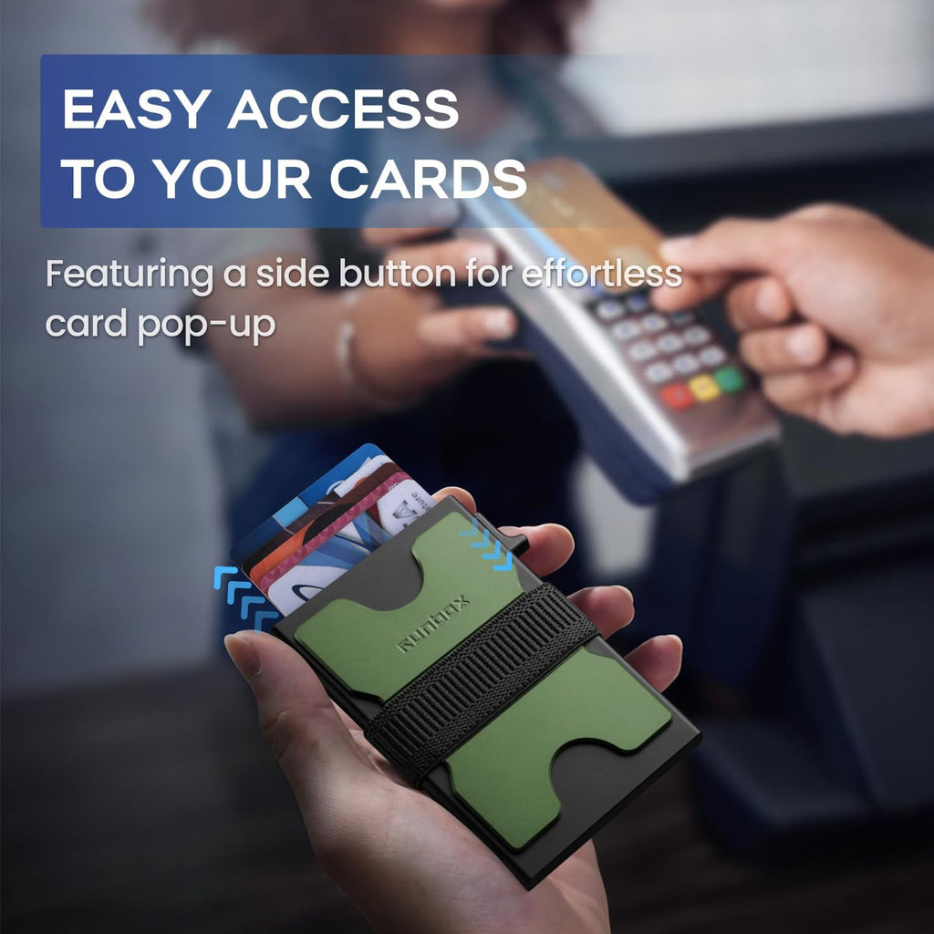 Mens Business Card Holder, Slim Card Wallet for Men and Women, Minimalist RFID Blocking Wallet with Pop-Up Function, Thin Design, Metal Cases Holds 6+6 Cards, Gifts for Men, Men's Accessories