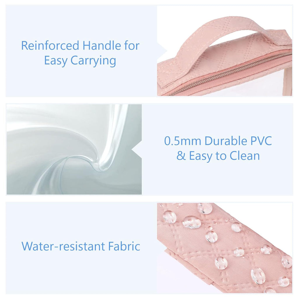 PACKISM TSA Approved Toiletry Bag, 3 Pack Clear Makeup Bags with Handle Large Opening, Clear Toiletry Bags Fit Carry-on Travel Essentials, Quart-sized Travel Bags for Toiletries, Rose Pink