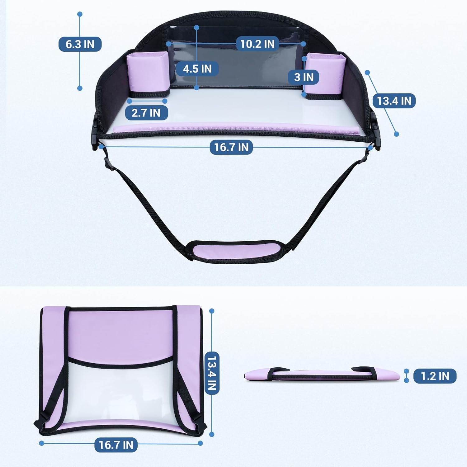 COOLBEBE Kids Travel Tray for Toddler Car Seat, Travel Tray for Airplane, Toddler Car Seat Lap Tray, Carseat Table Tray for Kids Travel Activities (Purple)