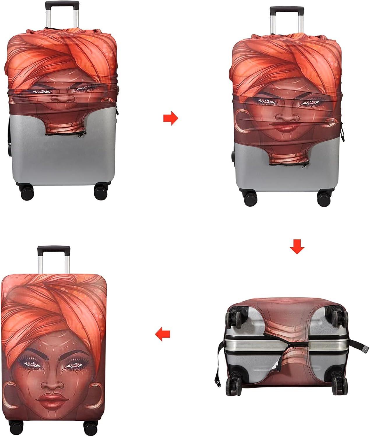 WUJIAONIAO Travel Luggage Cover Spandex Suitcase Protector Washable Baggage Covers (S (for 18-20 inch luggage), don't touch)