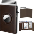 typecase Mens Wallet Card Holder for AirTag: Leather Smart Wallet for Men Compatible with Apple Air Tag, RFID Blocking, Slim, Minimalist - 9-14 Card Capacity | ID Window | Cash Slot (Dark Brown)