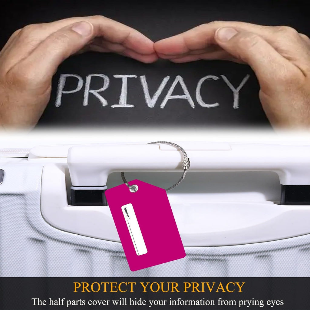 6 Pack Silicone Luggage Tag for Suitcases with Stainless Loop, Privacy Protection Travel Bag Tags Perfect to Quickly Spot Baggage Handbag (Cranberry)