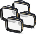 TSA Approved Travel Toiletry Bag,4 Pack Clear Makeup Bags with Handles,Quart Size Clear Cosmetic Bags for Traveling Women,Men,Carry on Airport Airline Compliant Bag,Black