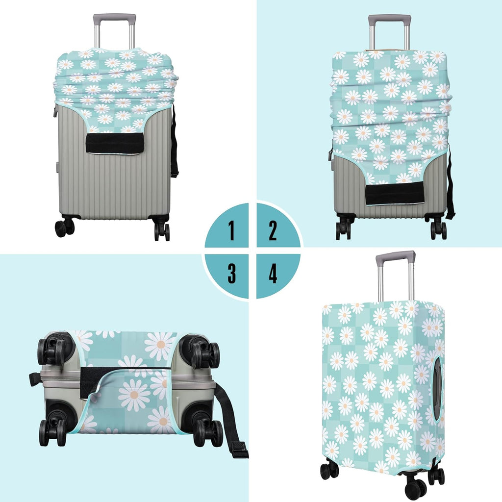Travel Luggage Cover Suitcase Protector Fits 18-32 Inch Wheel Covers PatternedTravel Related Items Flower Luggage Protector Elastic S