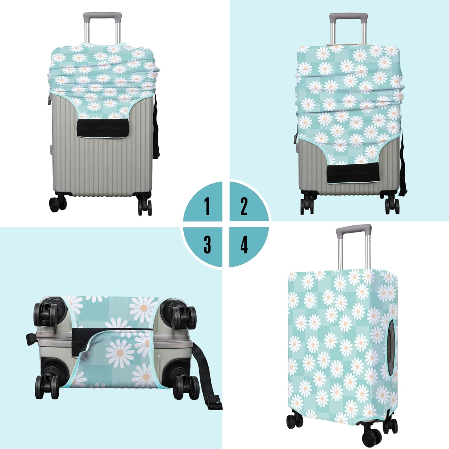Travel Luggage Cover Suitcase Protector Fits 18-32 Inch Wheel Covers PatternedTravel Related Items Flower Luggage Protector Elastic M