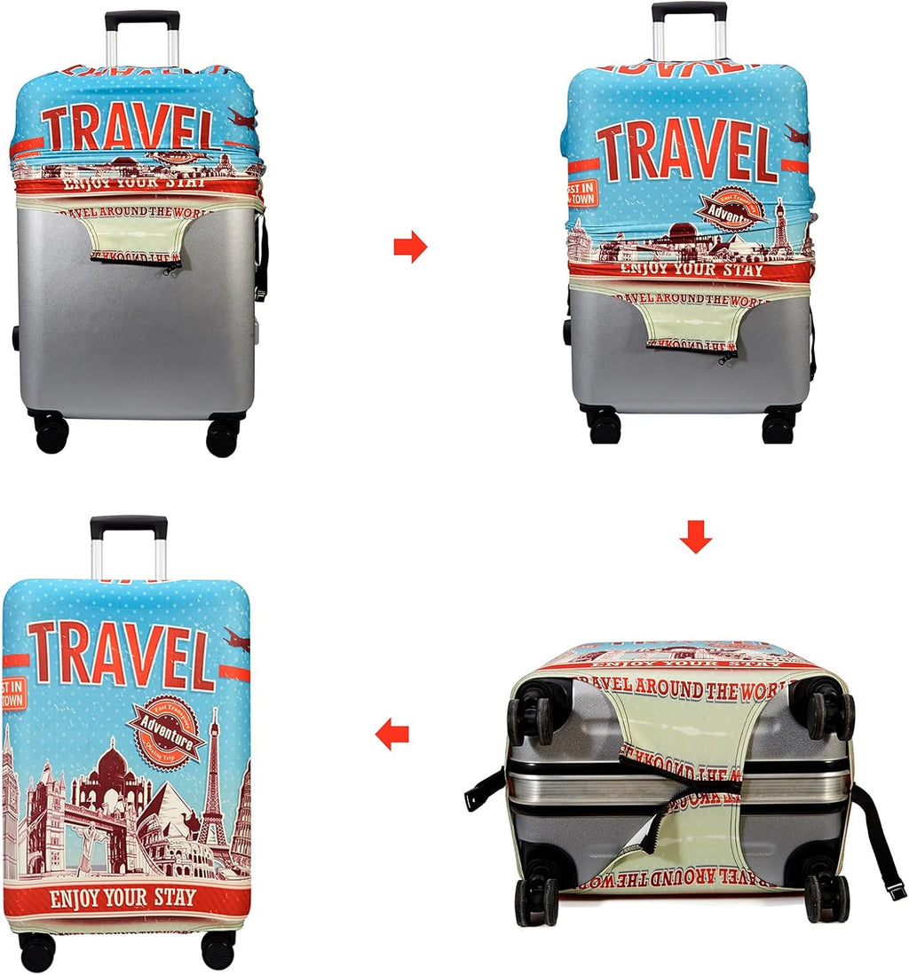 WUJIAONIAO Travel Luggage Cover Baggage Suitcase Protector Fit for 18-32 Inch Luggage (S (for 18-20 inch luggage), PINK PANTHER)