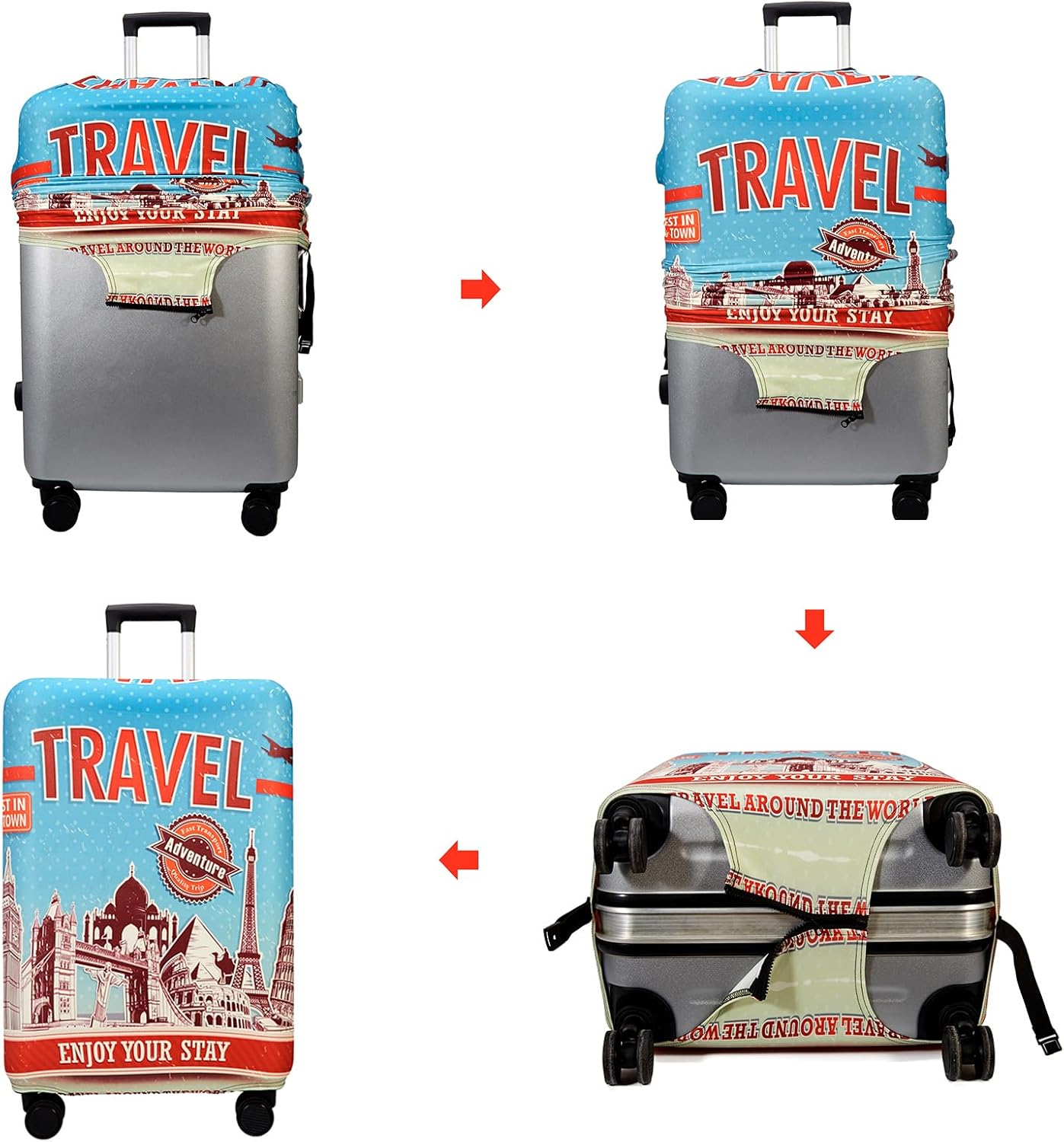 WUJIAONIAO Travel Luggage Cover Baggage Suitcase Protector Fit for 18-32 Inch Luggage (L (for 25-28 inch luggage), PINK PANTHER)