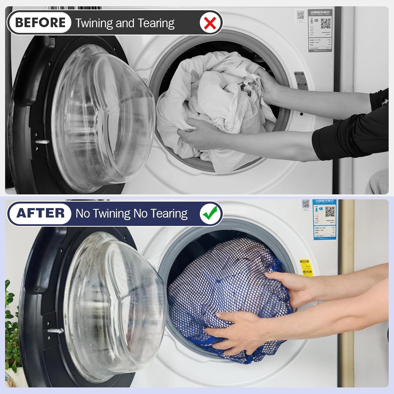 4Pcs Mesh Laundry Bags Washing Machine Mesh Wash Bags for Clothes,Underwear,Lingerie, Bed Linen with Drawstring Closure Sturdy(4 Size, Blue)