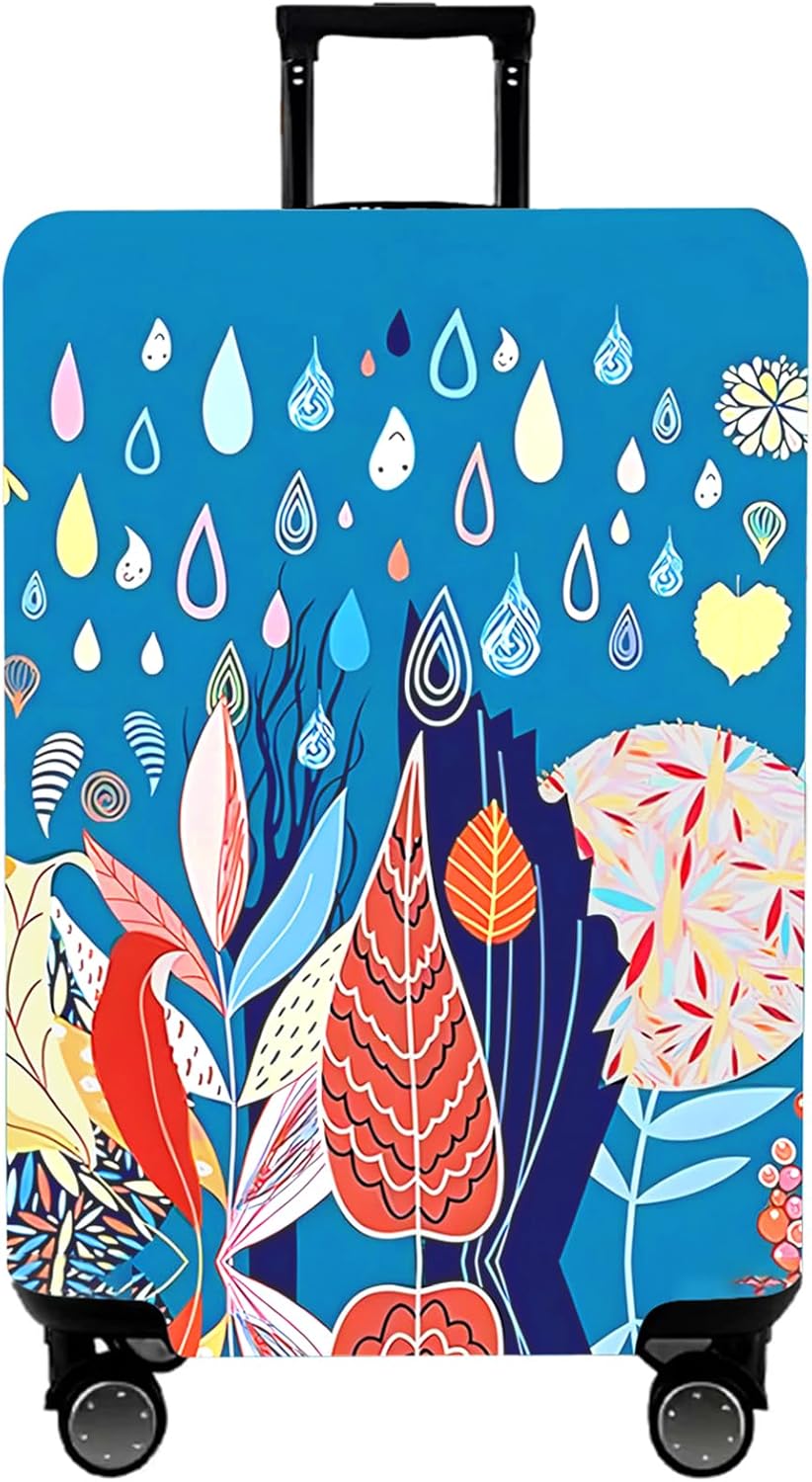 WUJIAONIAO Travel Luggage Cover Spandex Suitcase Protector Washable Baggage Covers (M (for 22-24 inch luggage), rainy season)