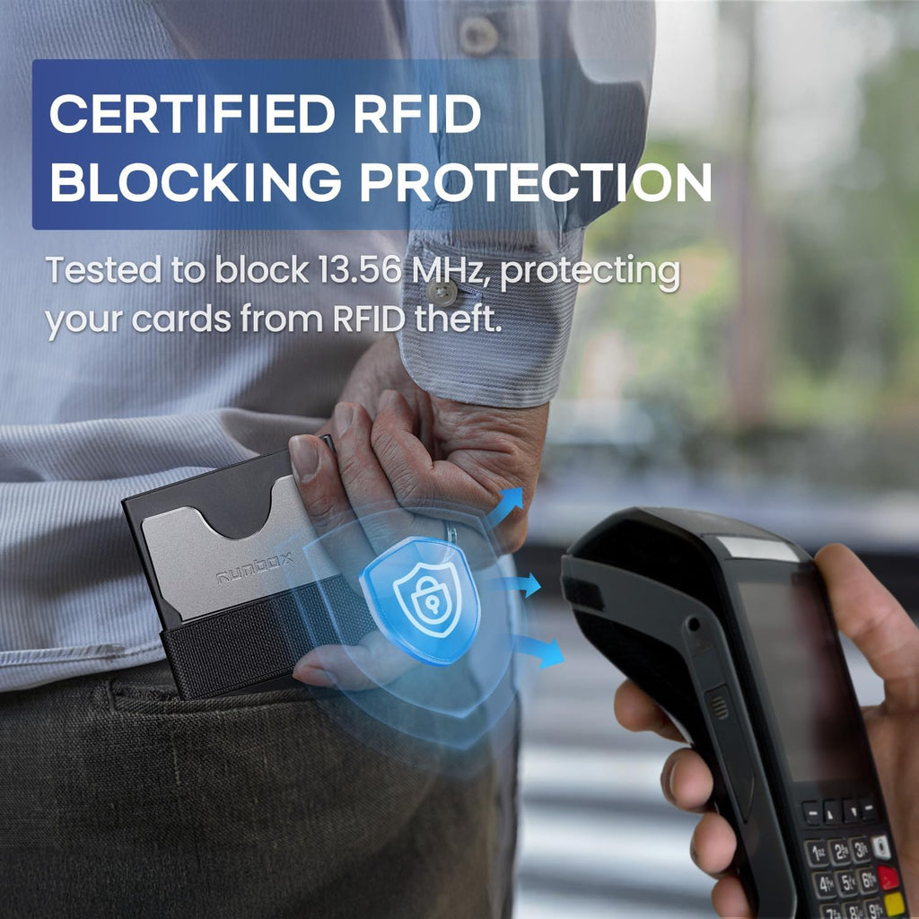 Mens Business Card Holder, Slim Card Wallet for Men and Women, Minimalist RFID Blocking Wallet with Pop-Up Function, Thin Design, Metal Cases Holds 6+6 Cards, Gifts for Men, Men's Accessories