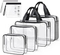ABSOFINE Clear Toiletry Bag for Travel Size Toiletries, 4 Pack Large Waterproof PVC Makeup Bags with 2 Pack Airport Security Liquids Bags, Travel Essentials toiletry Bottles for Women Girls Men