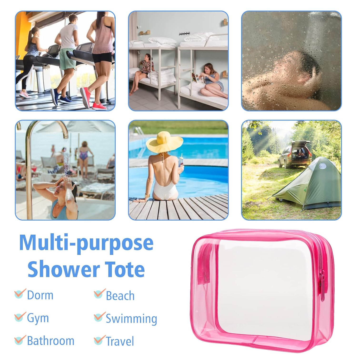 PACKISM Clear Makeup Bags - 3 Pack TSA Approved Clear Travel Bags for Toiletries, Carry on Toiletry Bag TSA Approved Toiletry Bag, Matte Rose Red