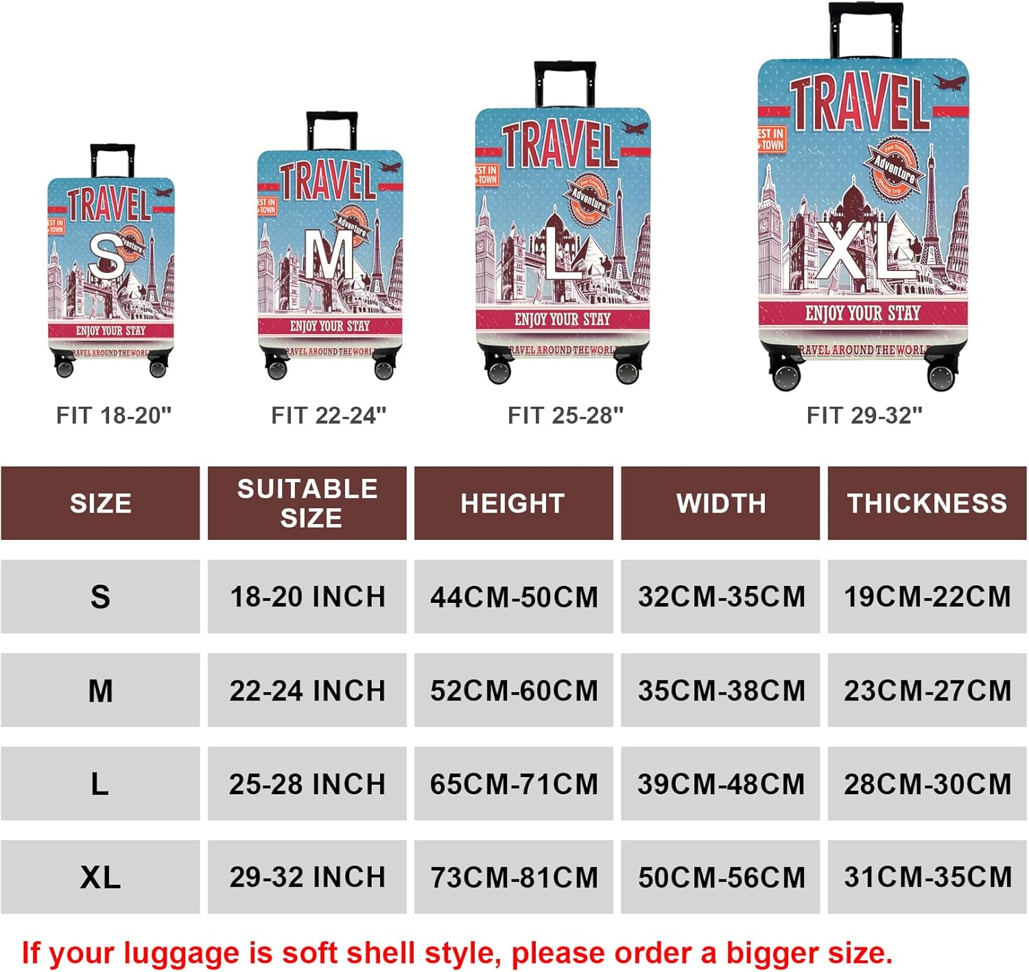 WUJIAONIAO Travel Luggage Cover Baggage Suitcase Protector Fit for 18-32 Inch Luggage (L (for 25-28 inch luggage), PINK PANTHER)