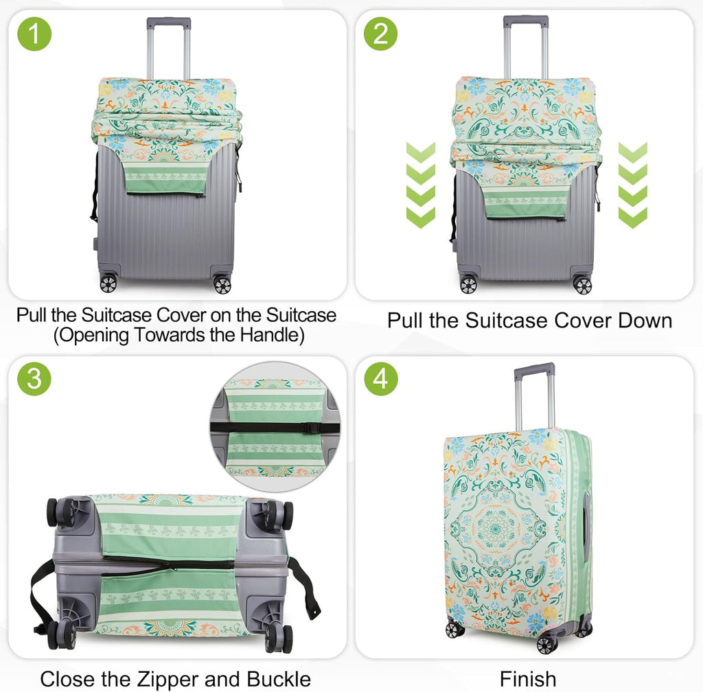 Pink Dino Suitcase Luggage Cover, Thick Suitcase Cover for Carry on Luggage Protector Fits 18-30 Inch Case