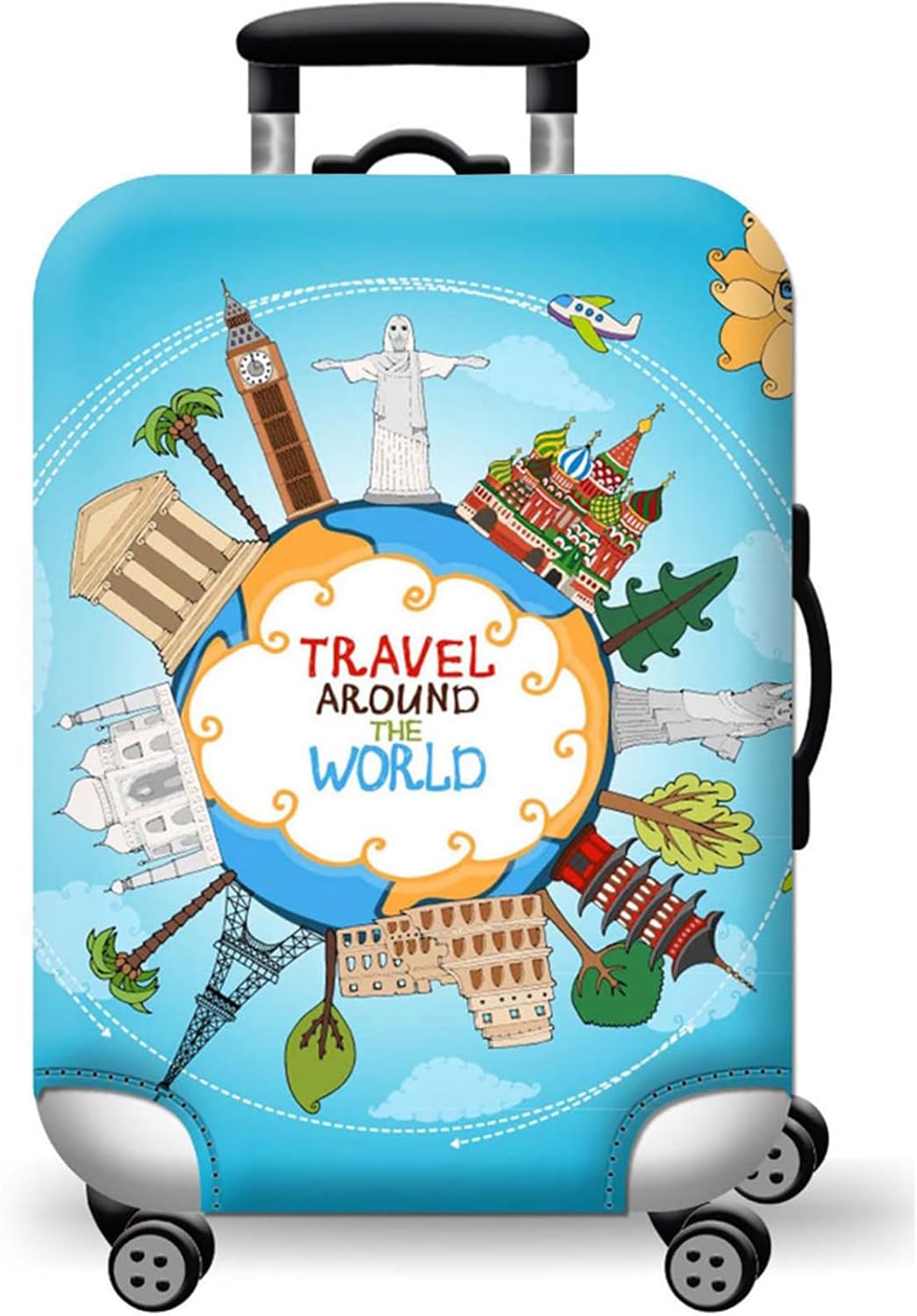 WUJIAONIAO Travel Luggage Cover Spandex Suitcase Protector Washable Baggage Covers (M (for 22-24 inch luggage), ocean)