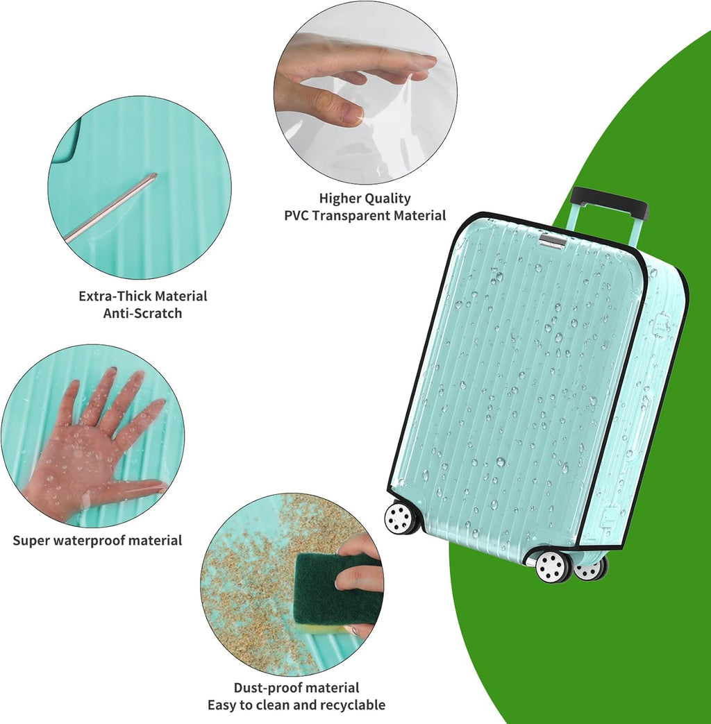 Suitcase Covers For Luggage, 26 Inch Clear PVC Luggage Covers Protector Full Thicken Transparent Waterproof Suitcase Sleeve With Large Velcro for 26" Wheeled Suitcases