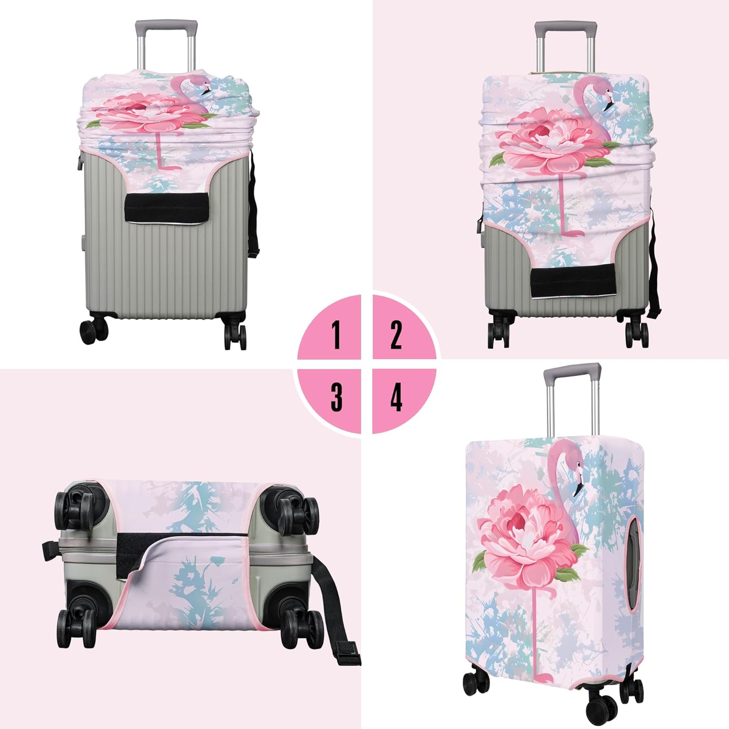 Travel Luggage Cover Suitcase Protector Fits 18-32 Inch Wheel Covers PatternedTravel Related Items Flower Luggage Protector Elastic XL
