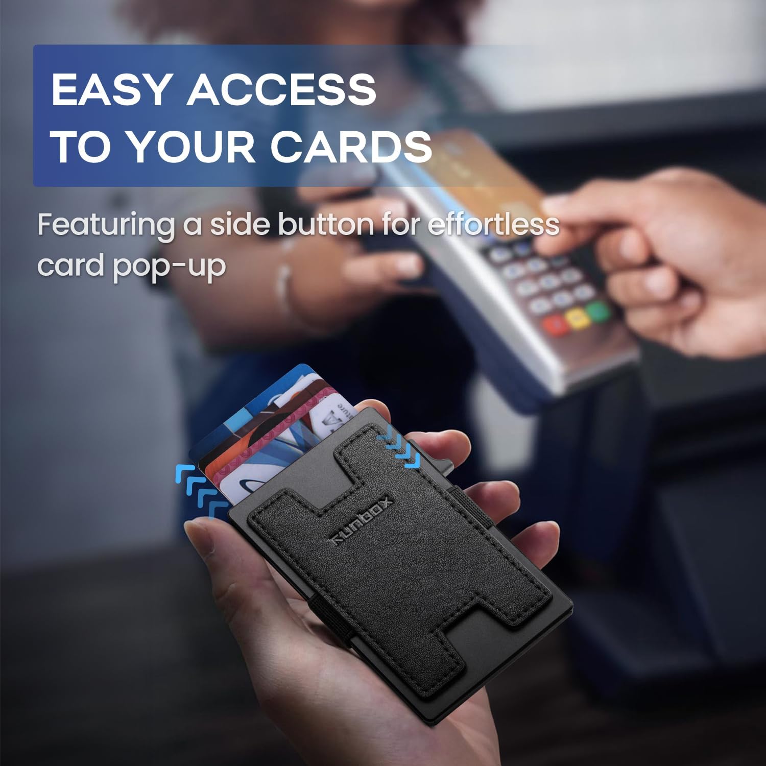 Mens Business Card Holder, Slim Card Wallet for Men and Women, Minimalist RFID Blocking Wallet with Pop-Up Function, Thin Design, Metal Cases Holds 6+6 Cards, Gifts for Men, Men's Accessories