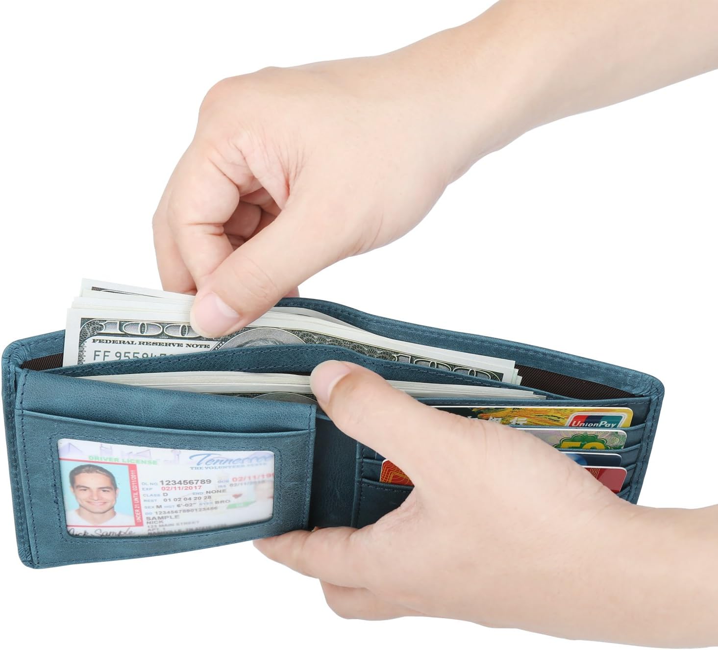 Wallet for Men-Genuine Leather RFID Blocking Bifold Stylish Wallet With 2 ID Window