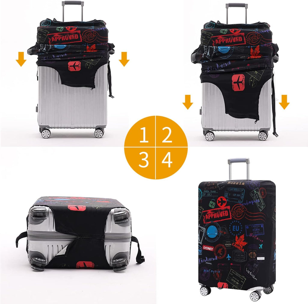 Travelkin Luggage Covers With Tag For Suitcases Tsa Approved,Suitcase Covers Protector Fit 18-32 Inch Luggage M(22-25inch suitcase)