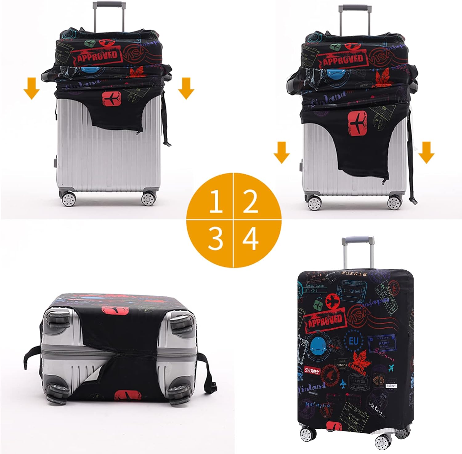 Travelkin Luggage Covers With Tag For Suitcases Tsa Approved,Suitcase Covers Protector Fit 18-32 Inch Luggage S(18-21inch suitcase)