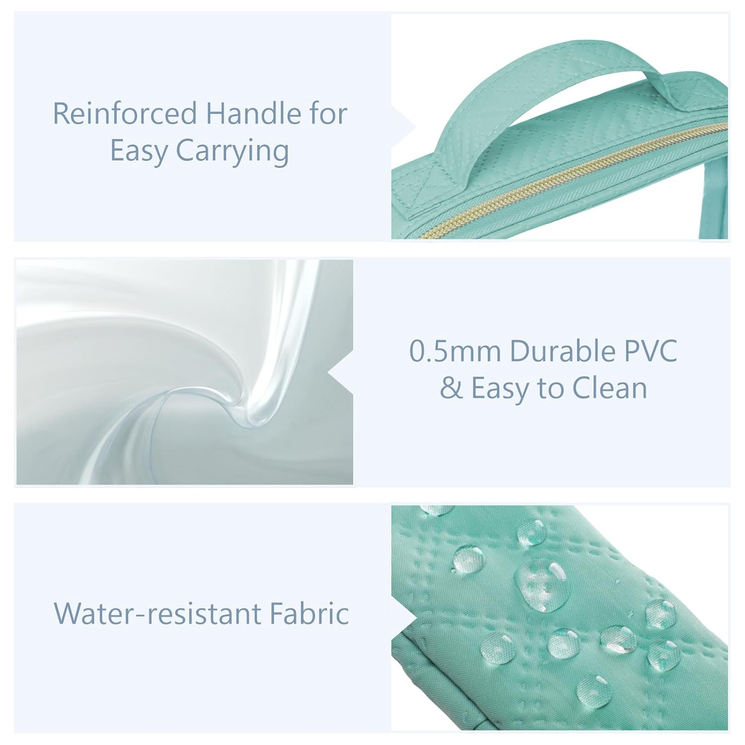 PACKISM TSA Approved Toiletry Bag, 2 Pack Clear Makeup Bags with Handle Large Opening, Clear Toiletry Bags Fit Carry-on Travel Essential, Travel Bags for Toiletries, Turquoise Green