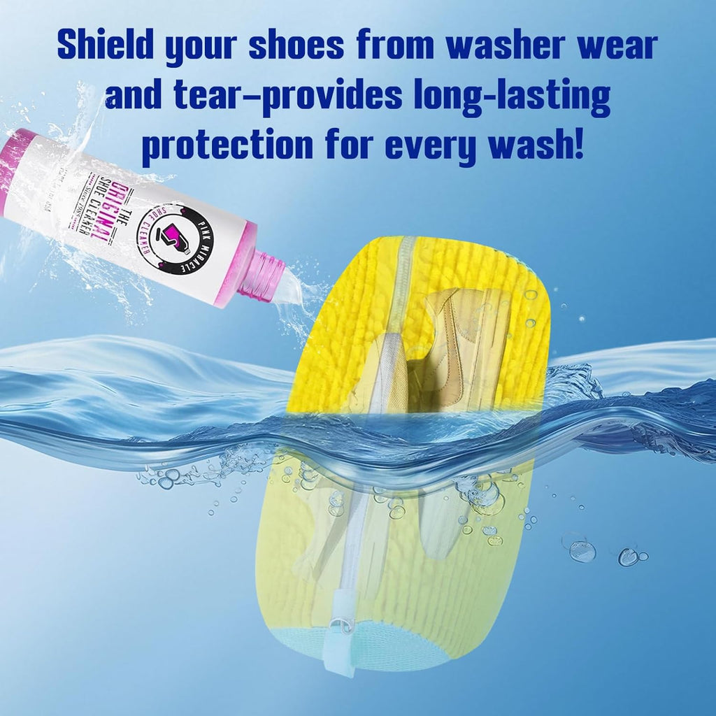 Shoe Washing Machine Bag Reusable Shoe Cleaning Bag for All Types Laundry Shoe Bag for Washer and Dryer (Yellow 2pcs)