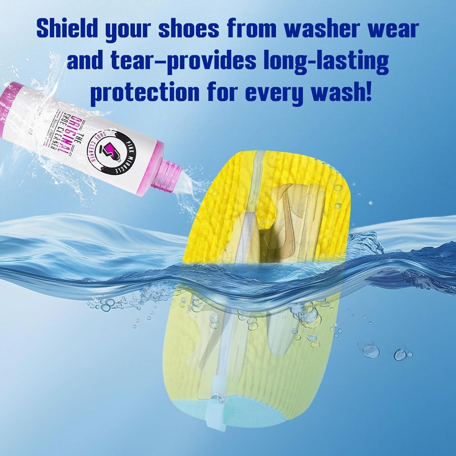 Shoe Washing Machine Bag Reusable Shoe Cleaning Bag for All Types Laundry Shoe Bag for Washer and Dryer (Yellow 2pcs)