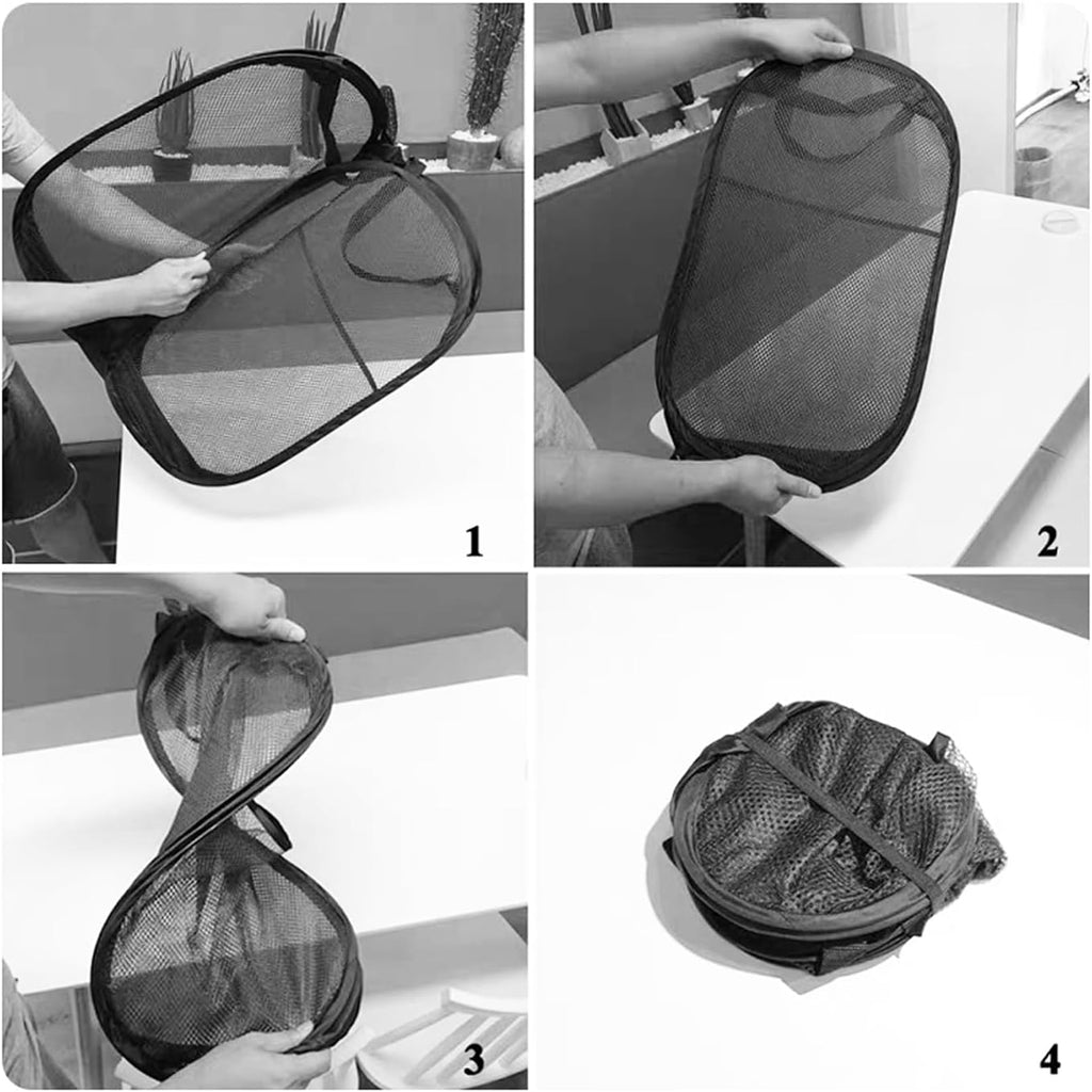 Extra Large Laundry Bag 1 Pack with 1 Pack Pop Up Hamper, Black Travel Laundry Bags 30"x40", Foldable Mesh Laundry Basket, for college dorm and apartment dwellers (2PCS)