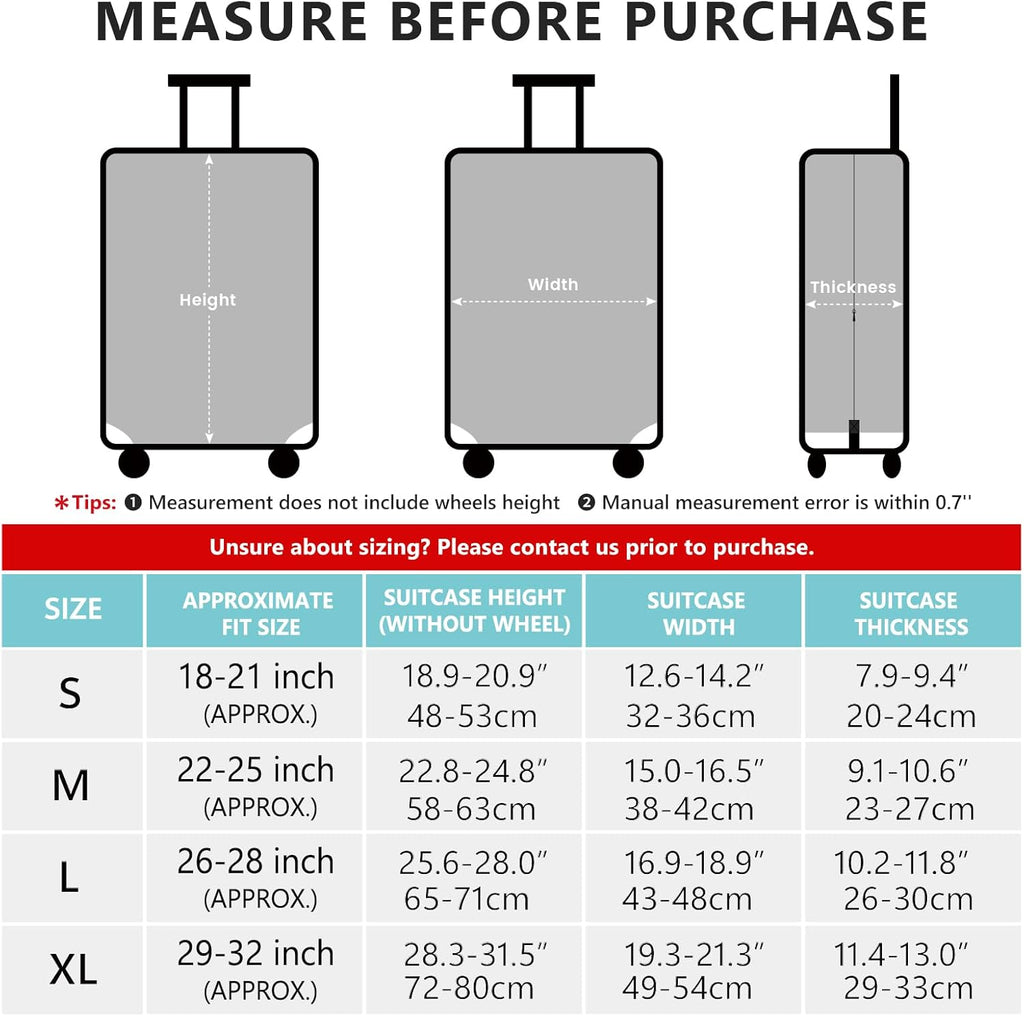 Travelkin Luggage Covers For Suitcase Tsa Approved,Suitcase Cover Protector Fit 18-32 Inch Luggage (Stamp, M)
