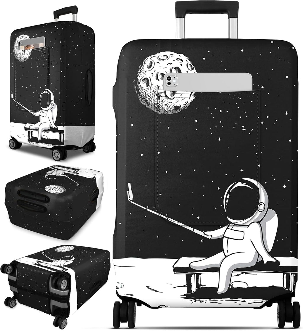 Slohif Luggage Cover for Suitcase Tsa Approved Protector - Luggage Sleeve Large Suit Case Cover Travel Stretch Baggage Case Protective Washable Fit 26-28 Inch Astronaut M