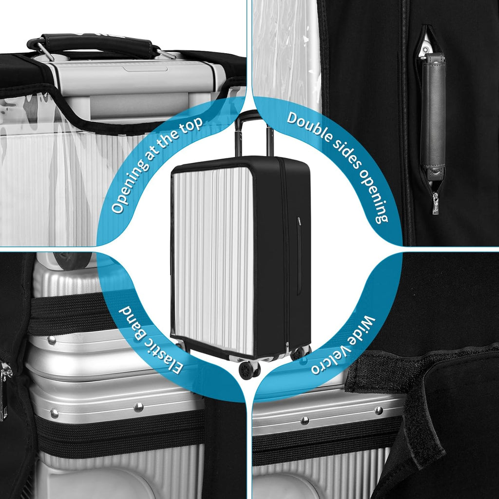 Yotako Upgraded Double Zippered Transparent PVC Suitcase Cover, No Disassembly Required Clear Luggage Protector for Suitcase Luggage Protector Cover 24''