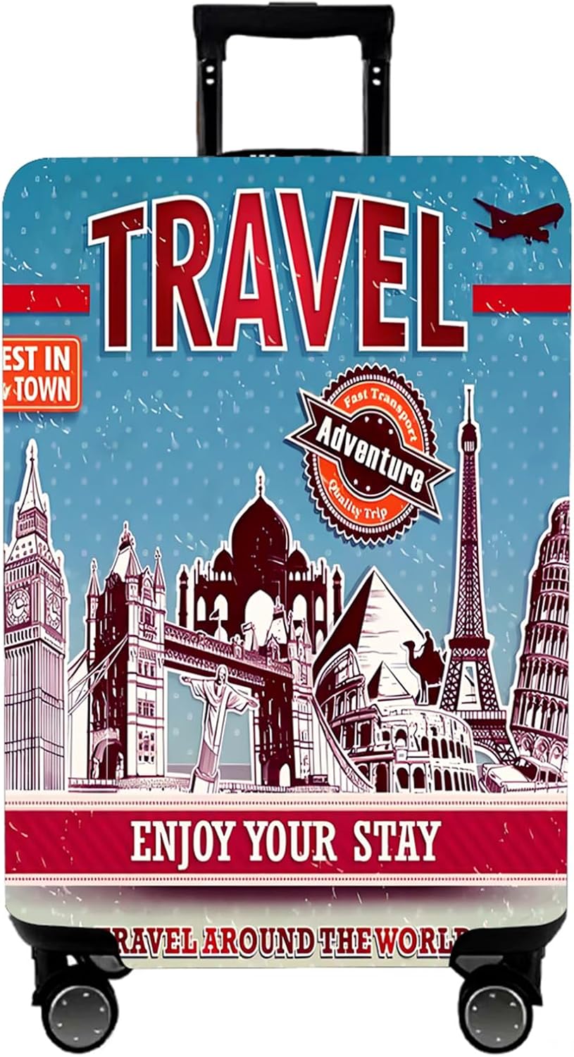 WUJIAONIAO Travel Luggage Cover Baggage Suitcase Protector Fit for 18-32 Inch Luggage (S (for 18-20 inch luggage), PINK PANTHER)